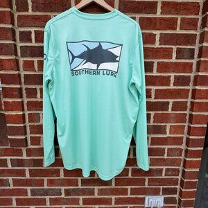 Southern Lure T-Shirt Mens XXL Mint Green Long Sleeve UV50 Logo Spellout Fishing